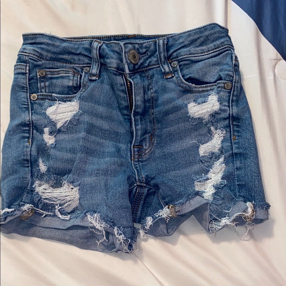 Distressed Blue Denim Shorts
